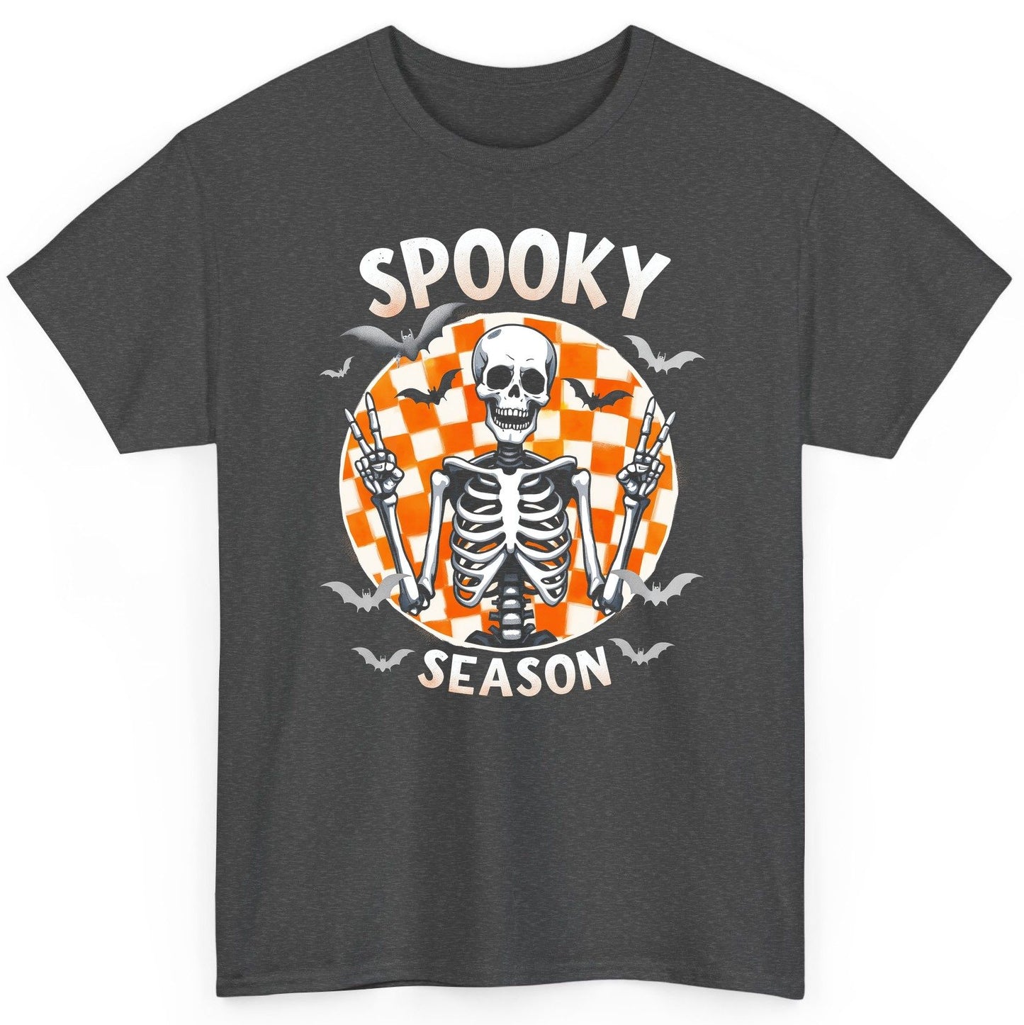 Spooky Season Halloween skeleton T-Shirt Dark Heather product mockup