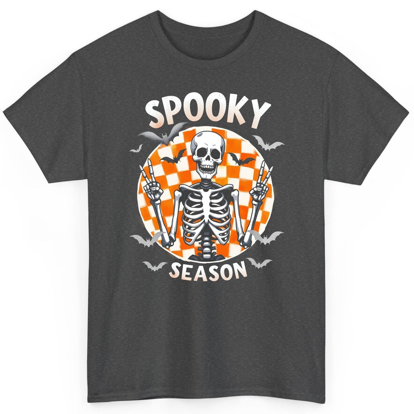 Spooky Season Halloween skeleton T-Shirt Dark Heather product mockup