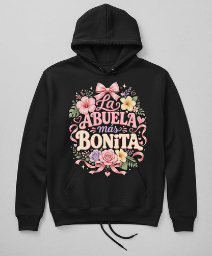 La ABUELA Más BONITA Grandma Hoodie - product mockup - Black