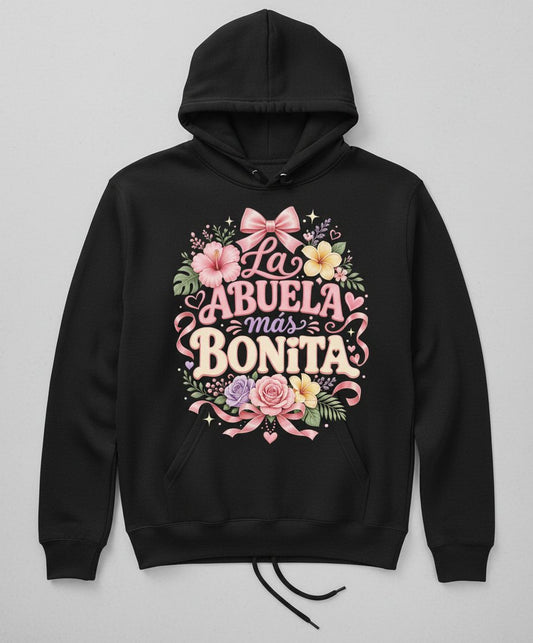 La ABUELA Más BONITA Grandma Hoodie - product mockup - Black