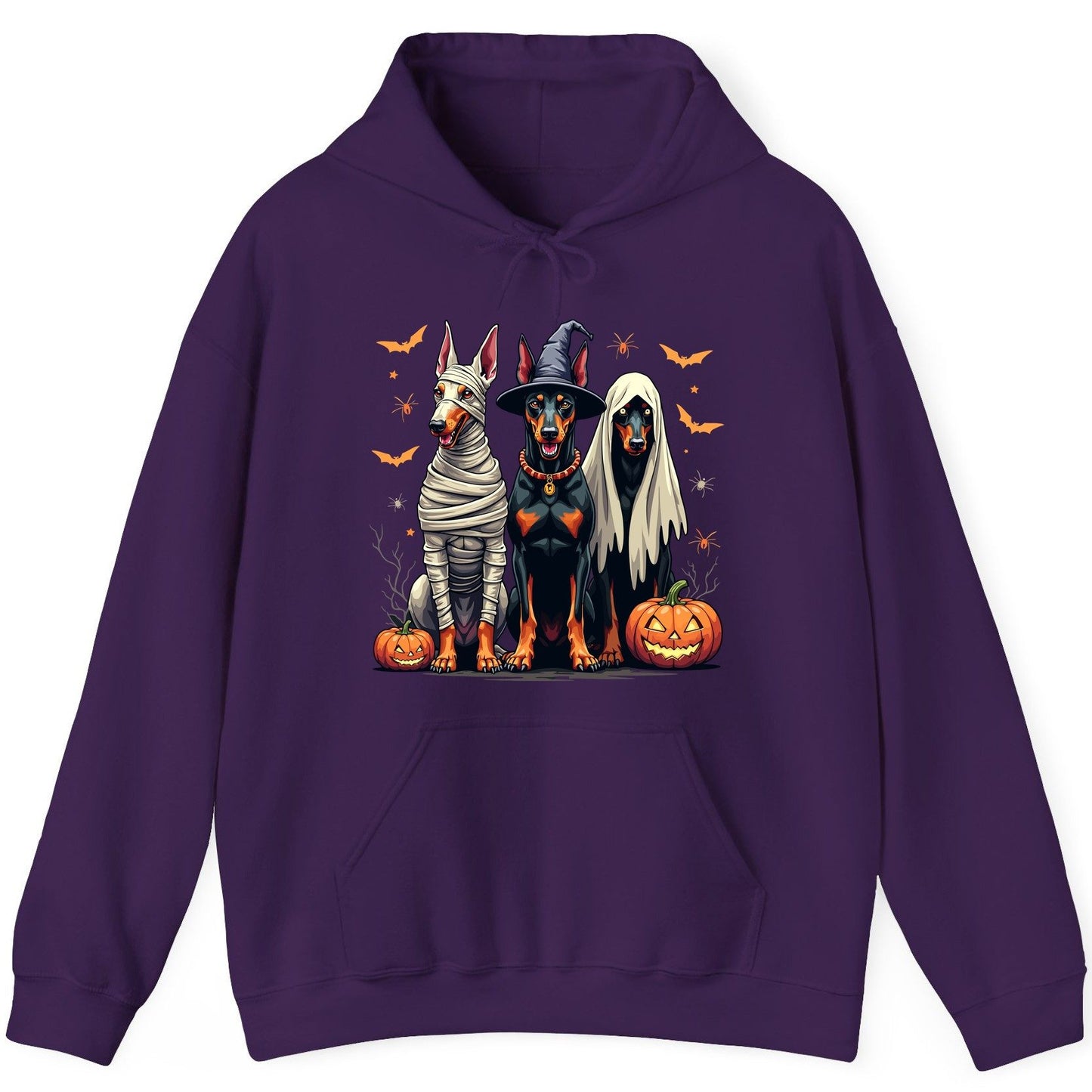 Halloween Doberman Trio doberman pinscher Hoodie Purple product mockup