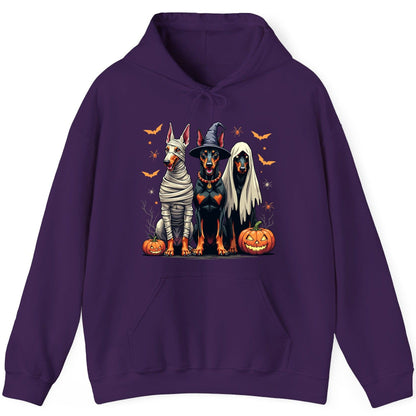 Halloween Doberman Trio doberman pinscher Hoodie Purple product mockup