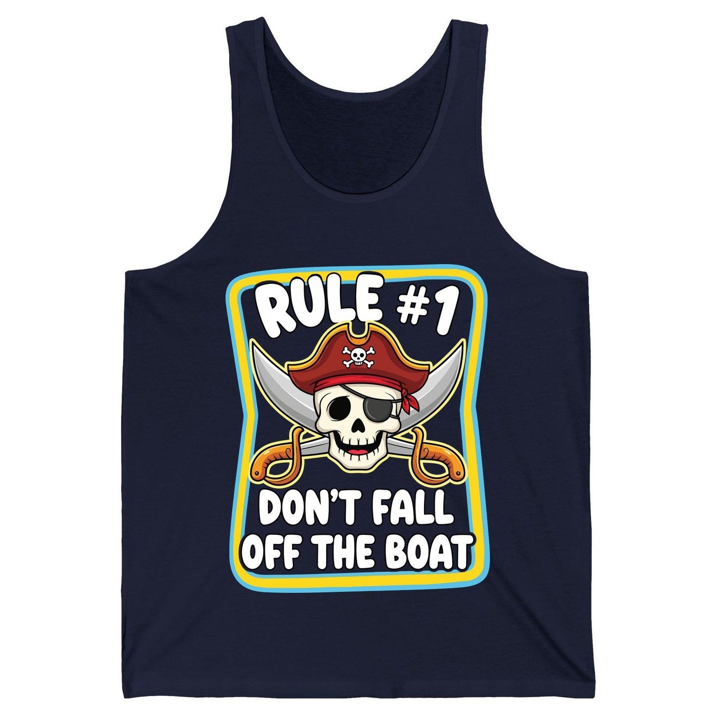 Rule 1 Don't Fall Off the Boat pirate Tank Top Navy product mockup