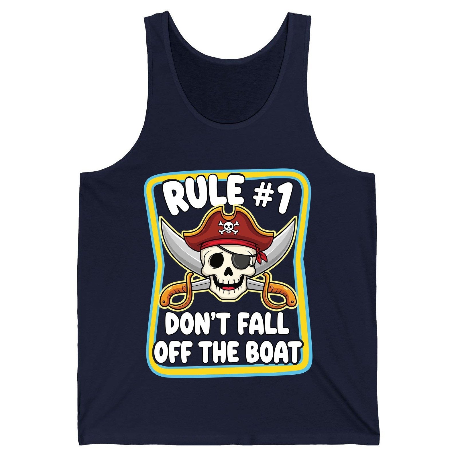 Rule 1 Don't Fall Off the Boat pirate Tank Top Navy product mockup