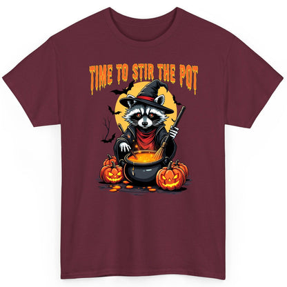 Time to Stir the Pot Halloween raccoon T-Shirt Maroon product mockup