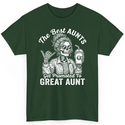 The Best Aunts Get Promoted to GREAT AUNT Funny Announcement T-Shirt - product mockup - Forest Green