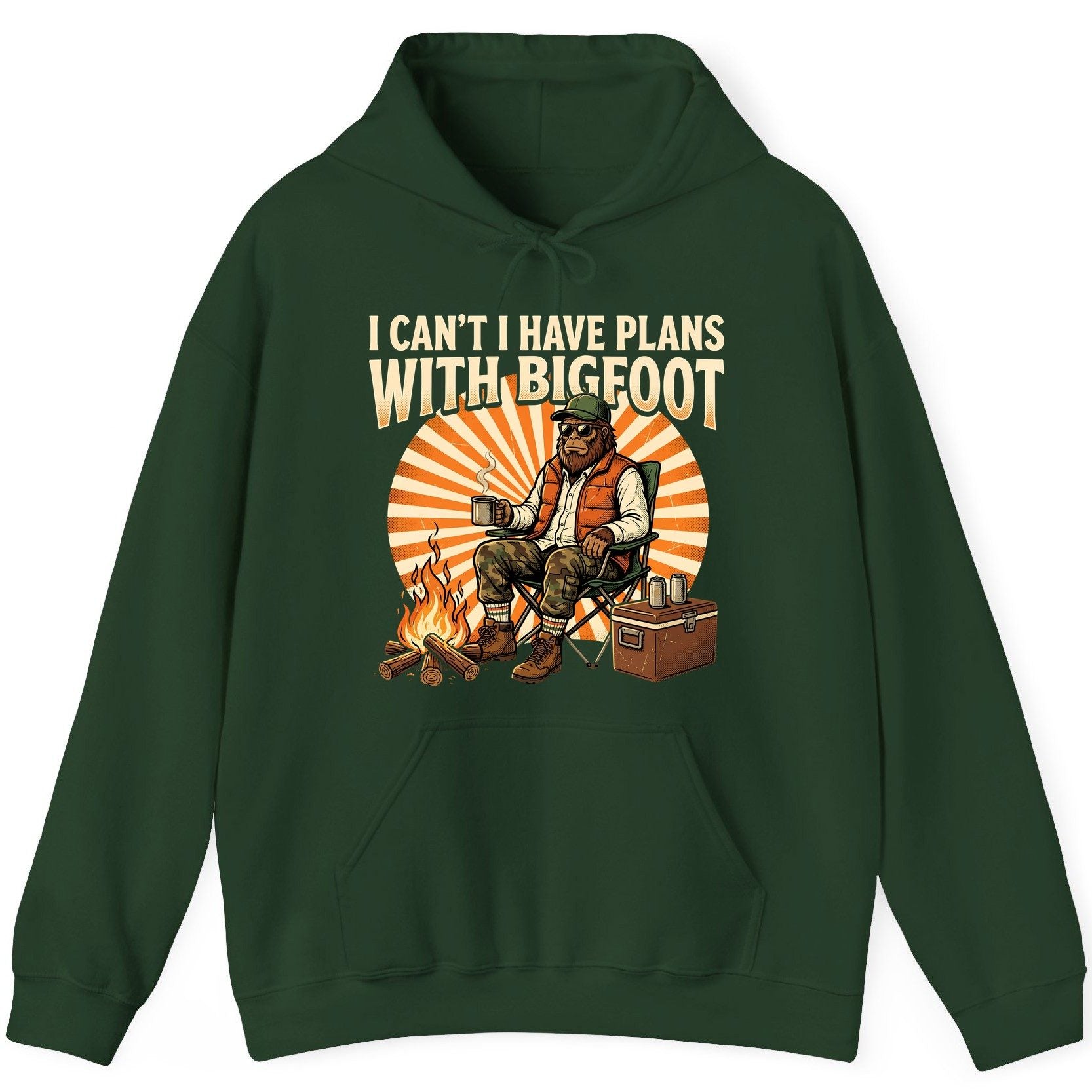 I Can't I Have Plans with Bigfoot bigfoot Hoodie Forest Green product mockup