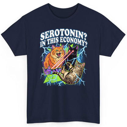 Serotonin in This Economy? cats T-Shirt Navy product mockup