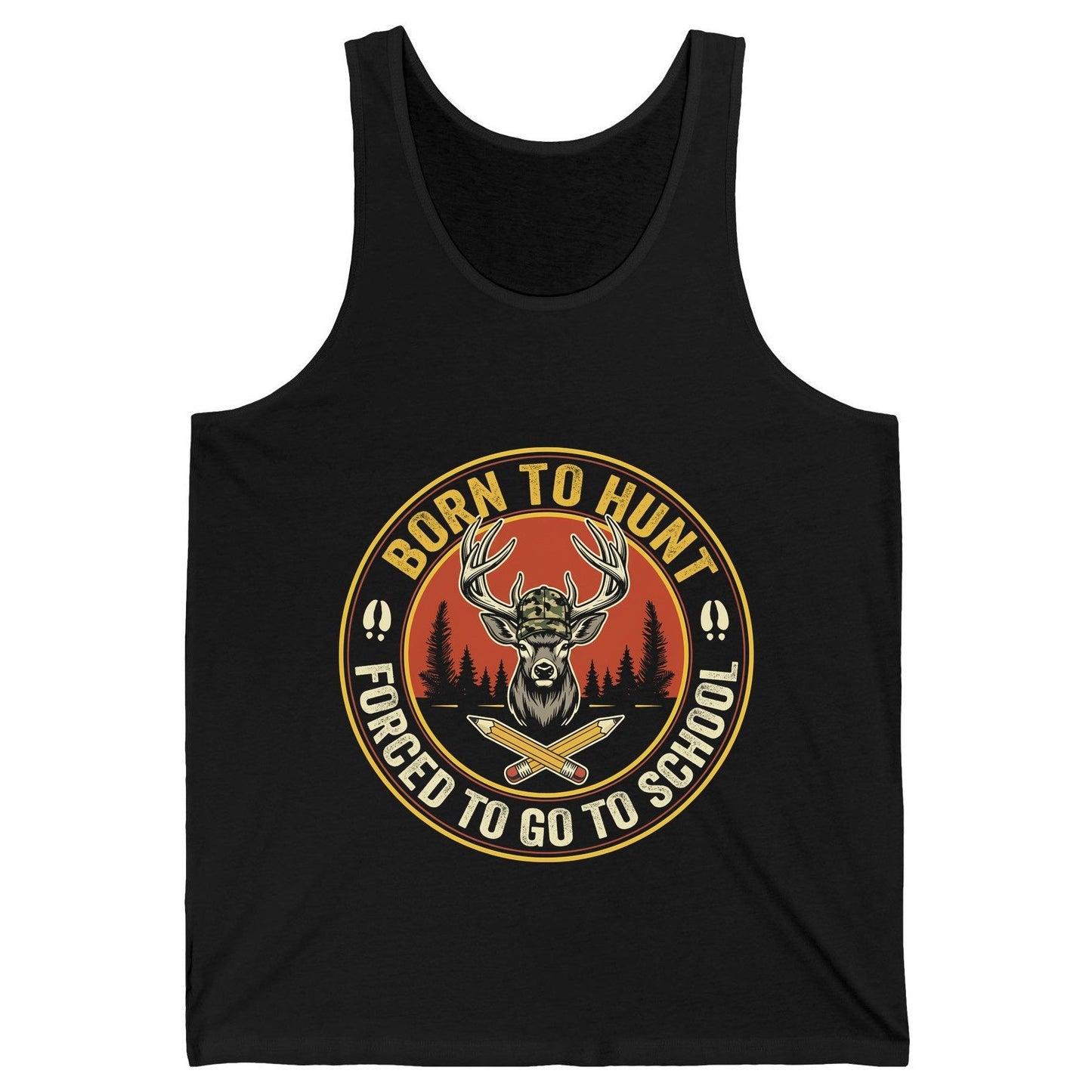 Born to Hunt Forced to Go to School hunting Tank Top Black product mockup