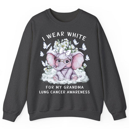 I Wear White for My Grandma Lung Cancer Awareness lung cancer awareness Sweatshirt Dark Heather product mockup