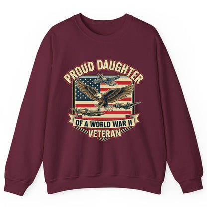 Proud Daughter of a World War Ii Veteran world war ii veteran Sweatshirt Maroon product mockup