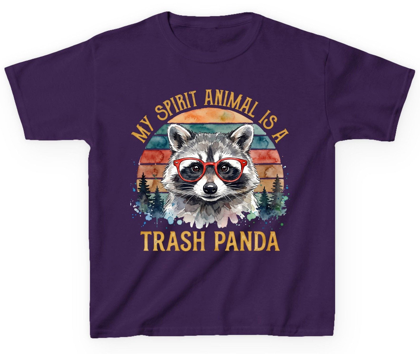 My Spirit Animal Is a Trash Panda raccoon Youth T-Shirt Purple product mockup