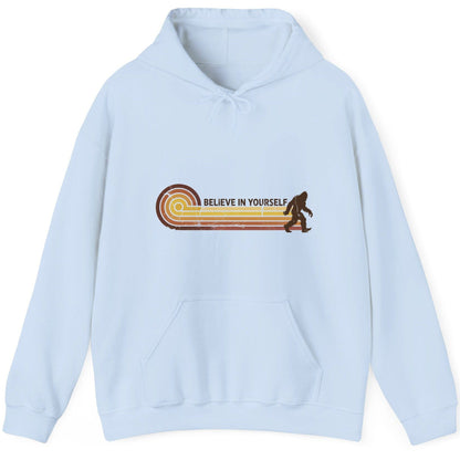 Believe in Yourself bigfoot Hoodie Light Blue product mockup