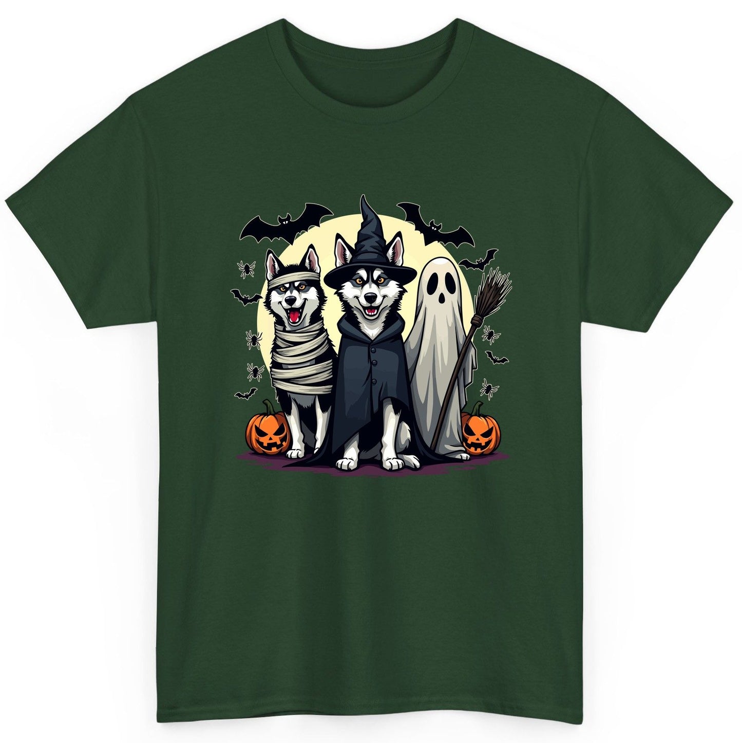 Halloween Huskies in Costumes Halloween huskies T-Shirt Forest Green product mockup
