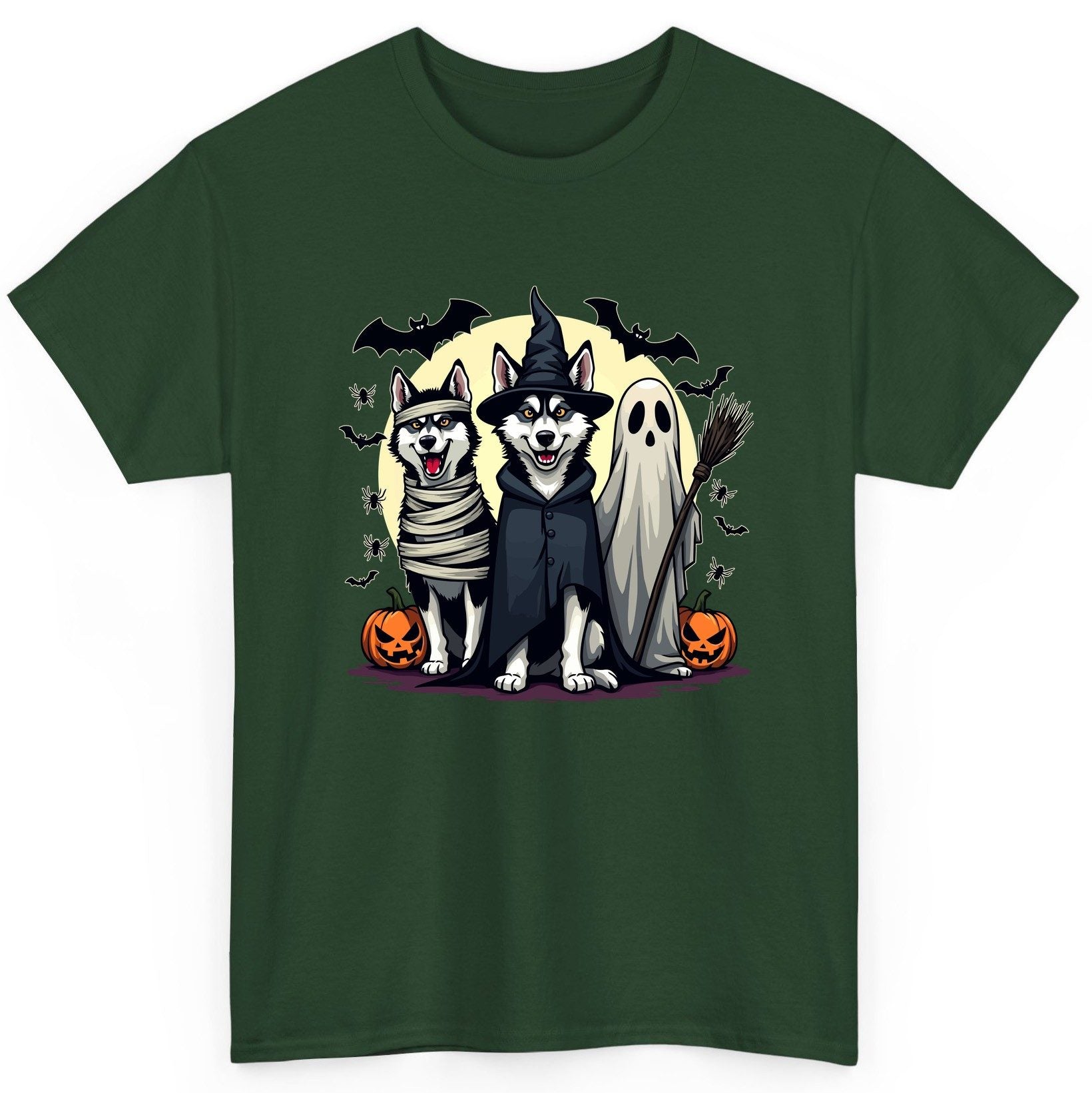 Halloween Huskies in Costumes Halloween huskies T-Shirt Forest Green product mockup