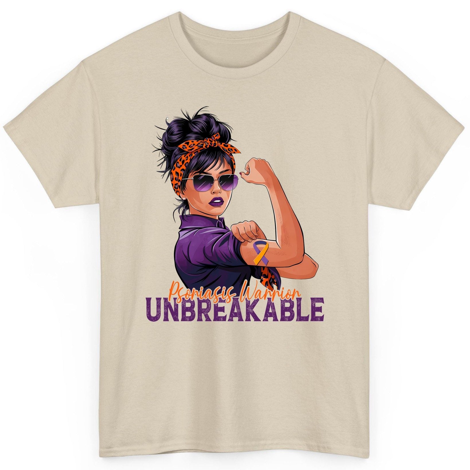 Psoriasis Warrior Unbreakable psoriasis awareness T-Shirt Sand product mockup