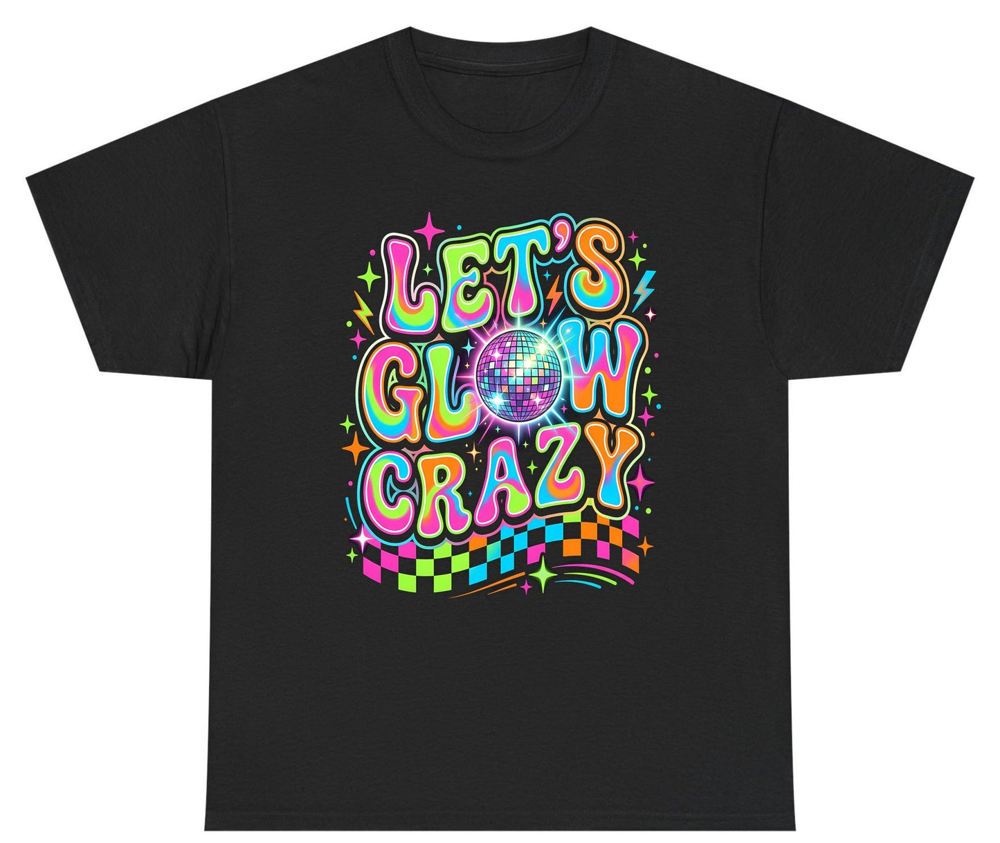 Let's Glow Crazy Retro Party Youth T-Shirt - product mockup - Black