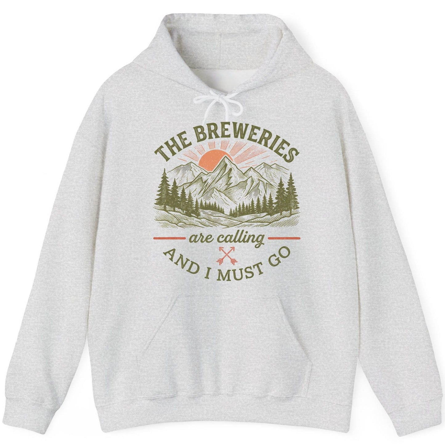 THE Breweries Are Calling AND I MUST GO Funny Craft Beer Hoodie - product mockup - Ash