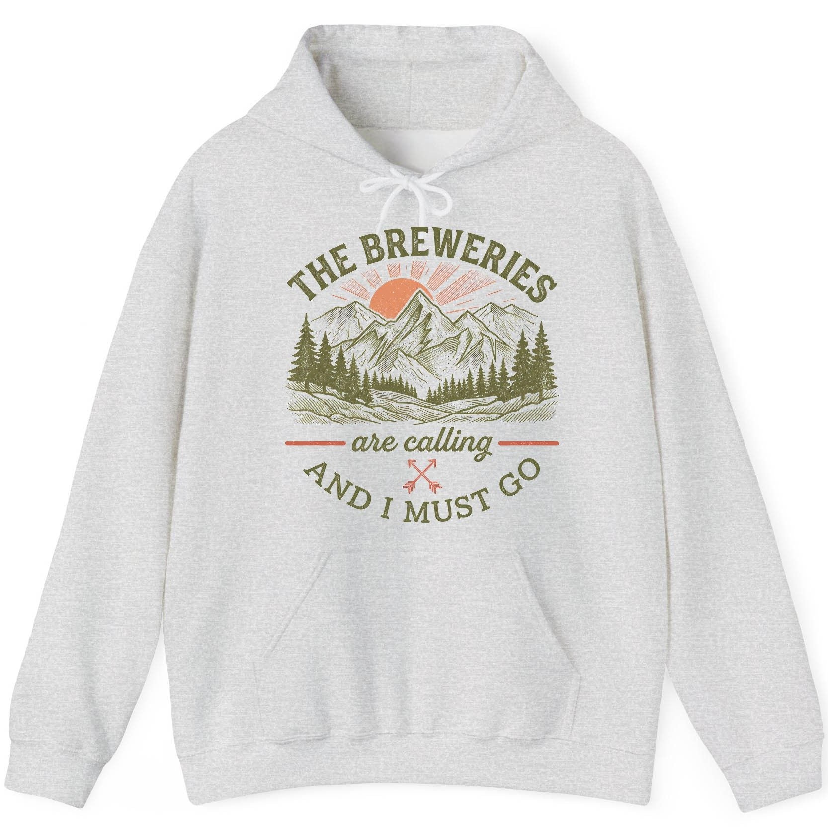 THE Breweries Are Calling AND I MUST GO Funny Craft Beer Hoodie - product mockup - Ash