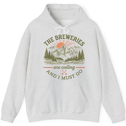 THE Breweries Are Calling AND I MUST GO Funny Craft Beer Hoodie - product mockup - Ash