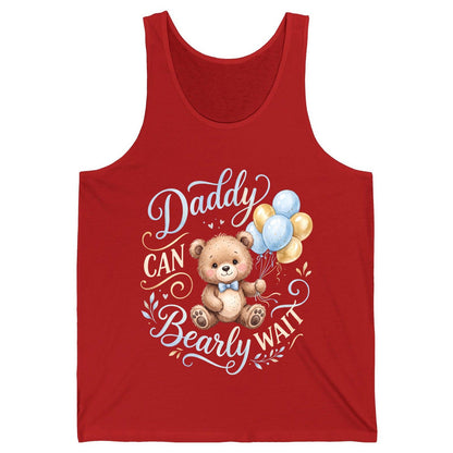 Daddy CAN Bearly WAIT Teddy Bear Tank Top - product mockup - Red
