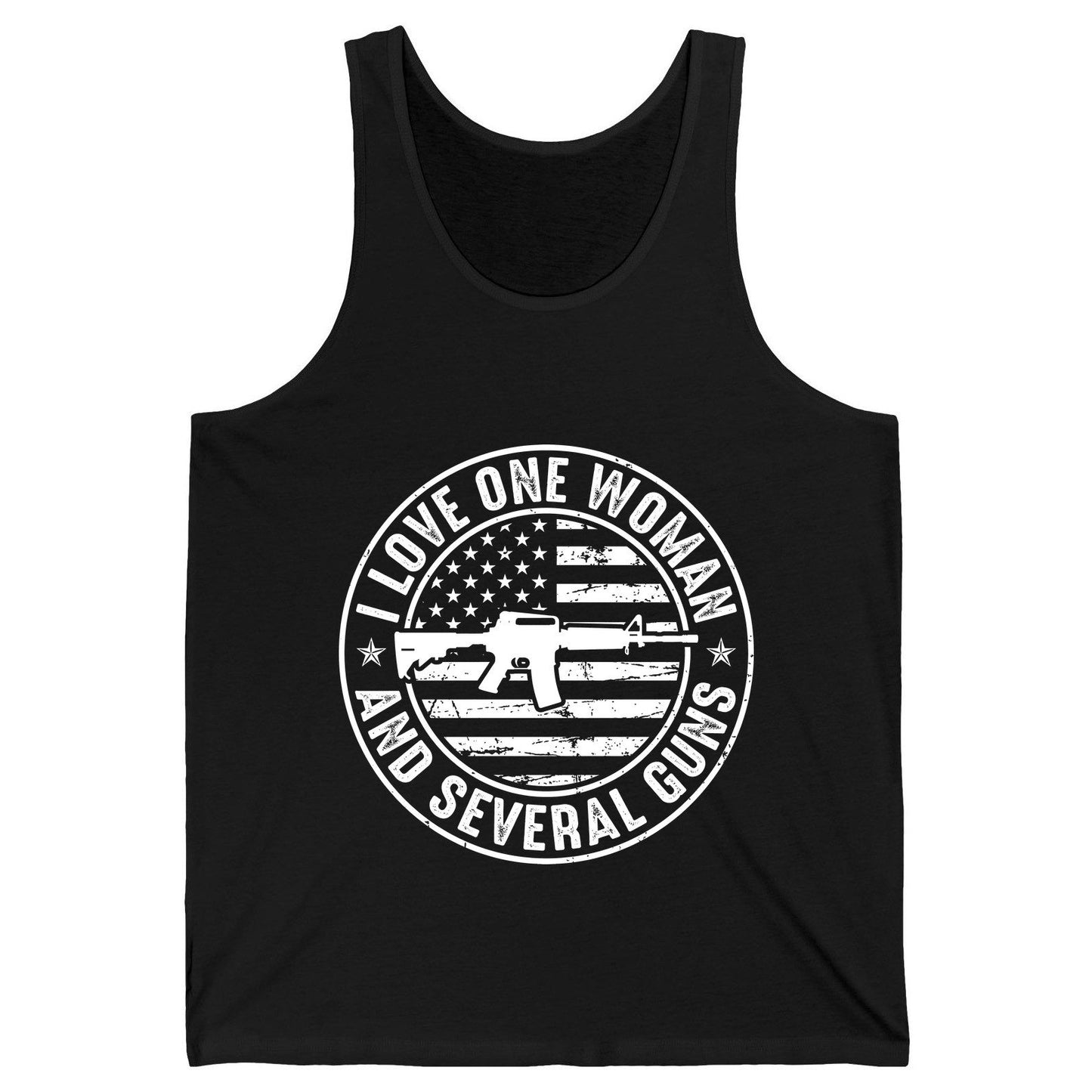 I LOVE ONE WOMAN AND Several GUNS Funny Gun Owners Tank Top - product mockup - Black