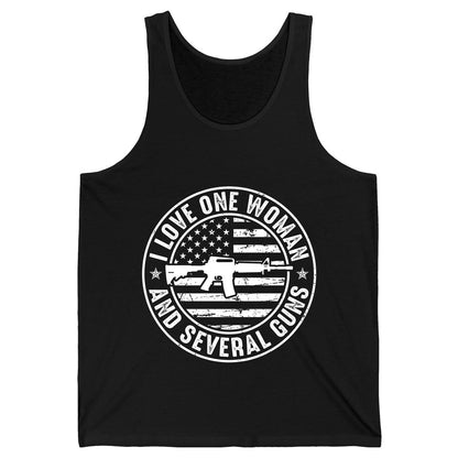 I LOVE ONE WOMAN AND Several GUNS Funny Gun Owners Tank Top - product mockup - Black