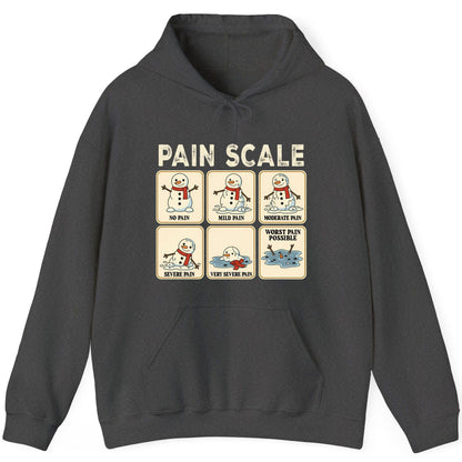 Pain Scale No Pain Mild Pain Moderate Pain Severe Pain Very Severe Pain Worst Pain Possible snowman Hoodie Dark Heather