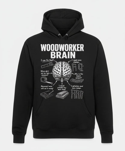 Woodworker Brain Funny Woodworking Hoodie - product mockup - Black