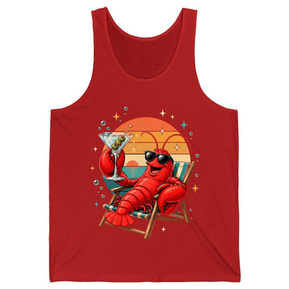 Funny Lobster Drinking Martini lobster Tank Top Red product mockup