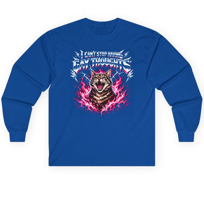 I Can't Stop Having Gay Thoughts cat Long Sleeve Tee Royal product mockup