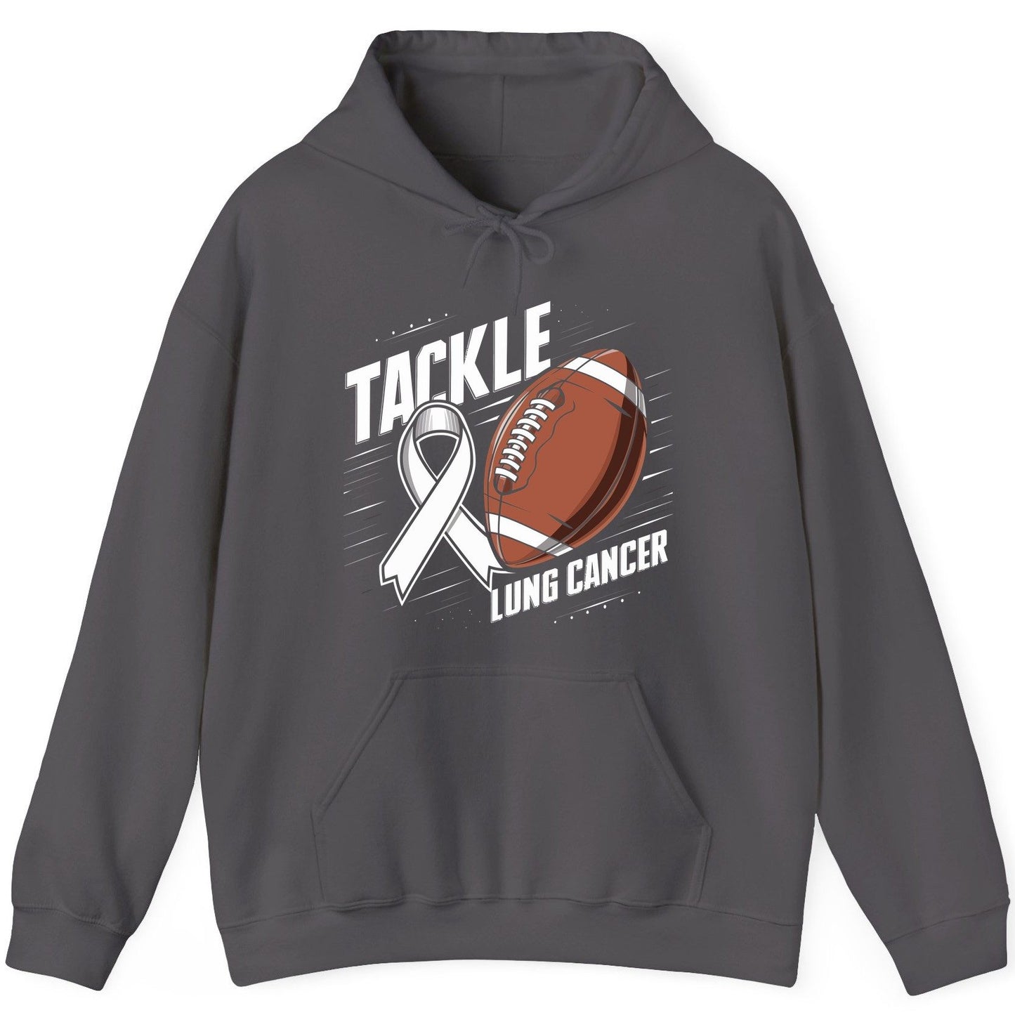 Tackle Lung Cancer lung cancer awareness Hoodie Charcoal product mockup