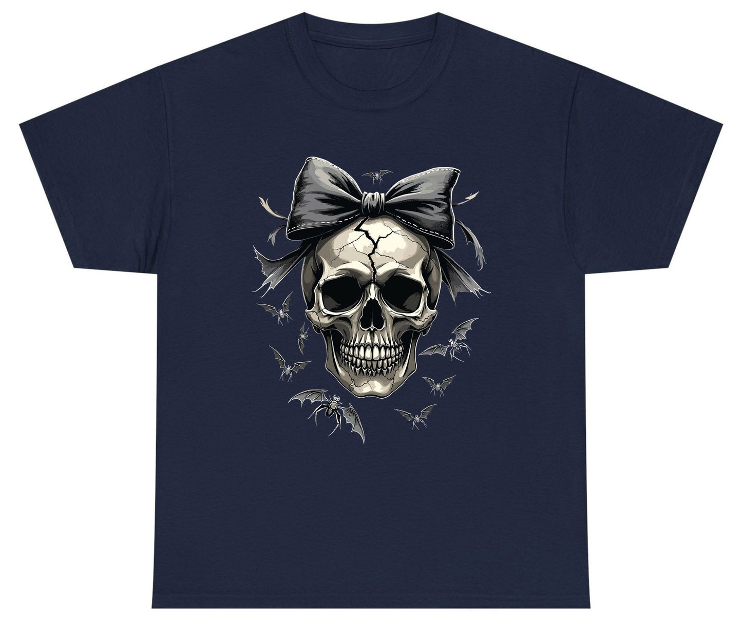 Gothic Skull with Bow gothic skull Youth T-Shirt Navy product mockup