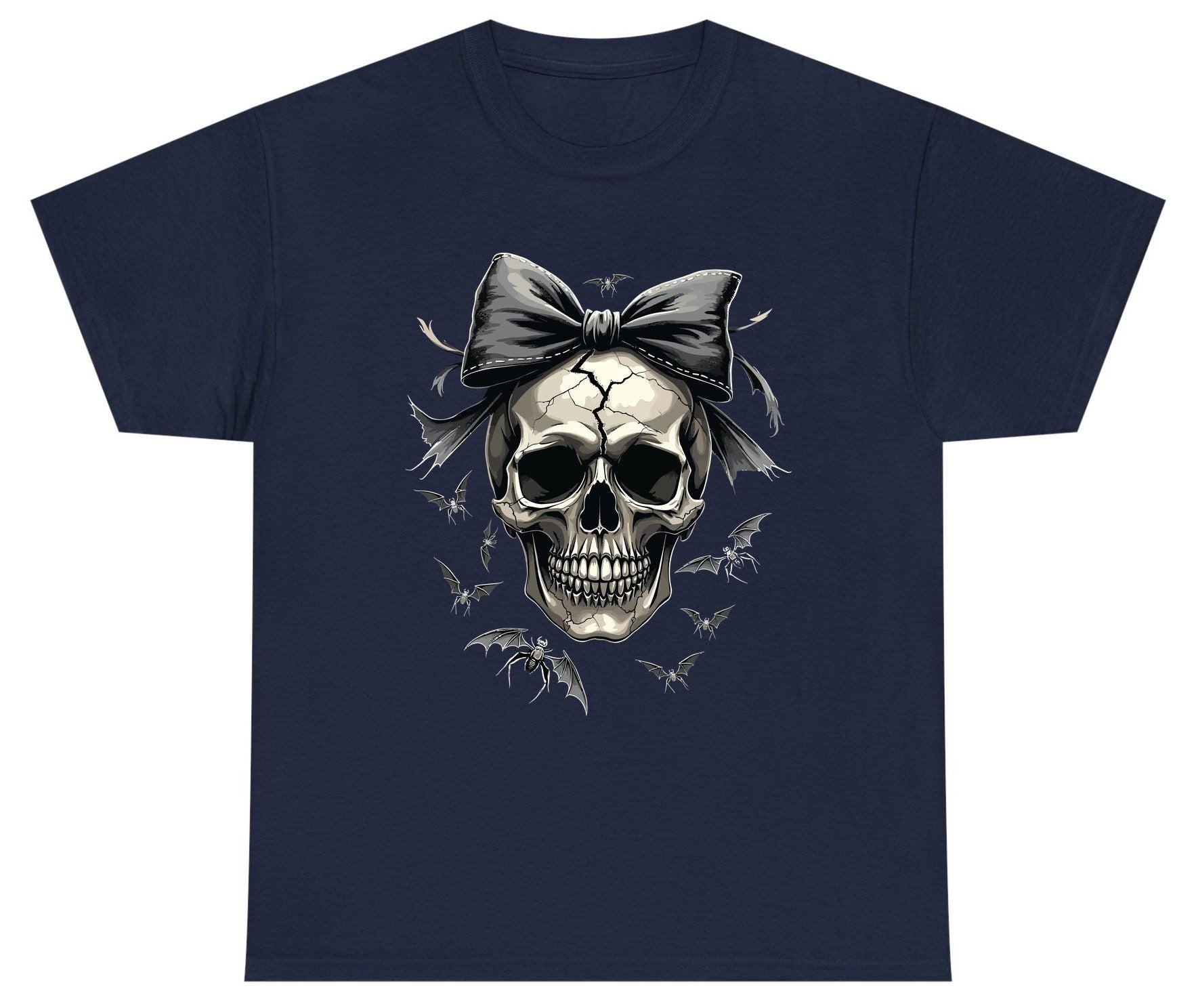 Gothic Skull with Bow gothic skull Youth T-Shirt Navy product mockup