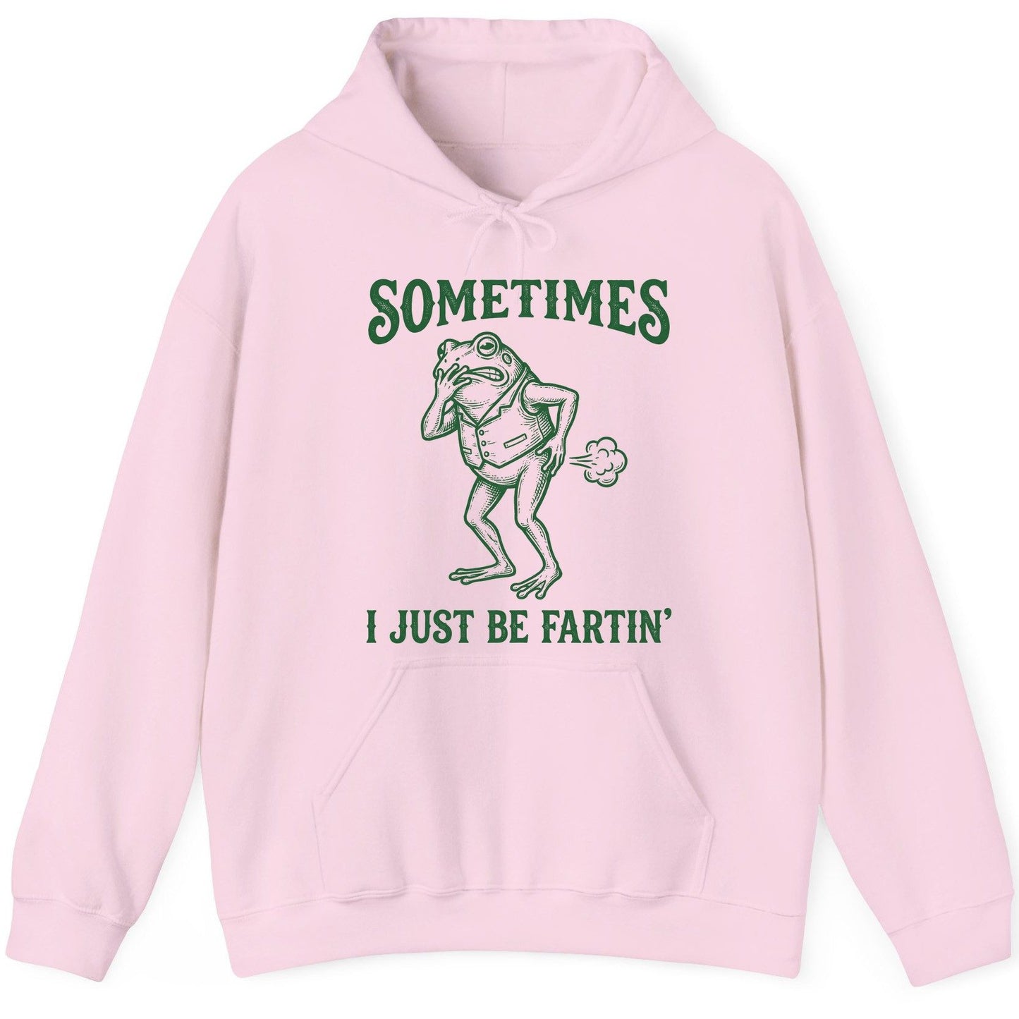 Sometimes I Just Be Fartin' farting frog Hoodie Light Pink product mockup