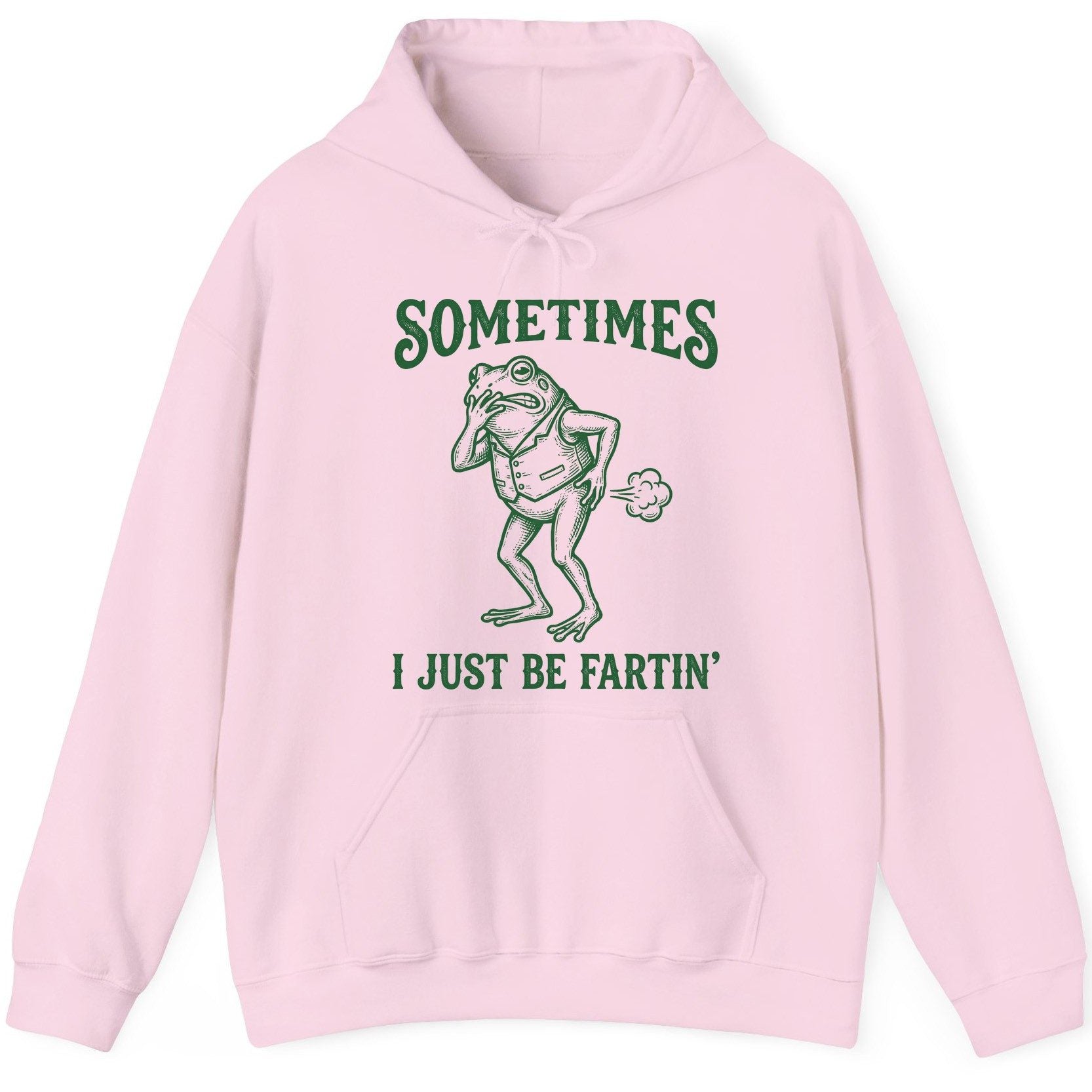 Sometimes I Just Be Fartin' farting frog Hoodie Light Pink product mockup