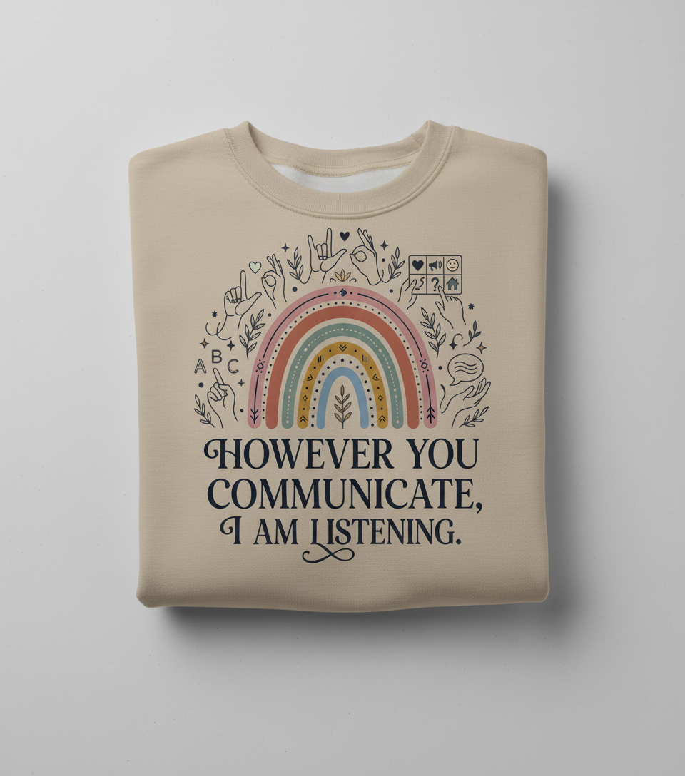 However You Communicate I Am Listening Inclusive Design Sweatshirt - Sand