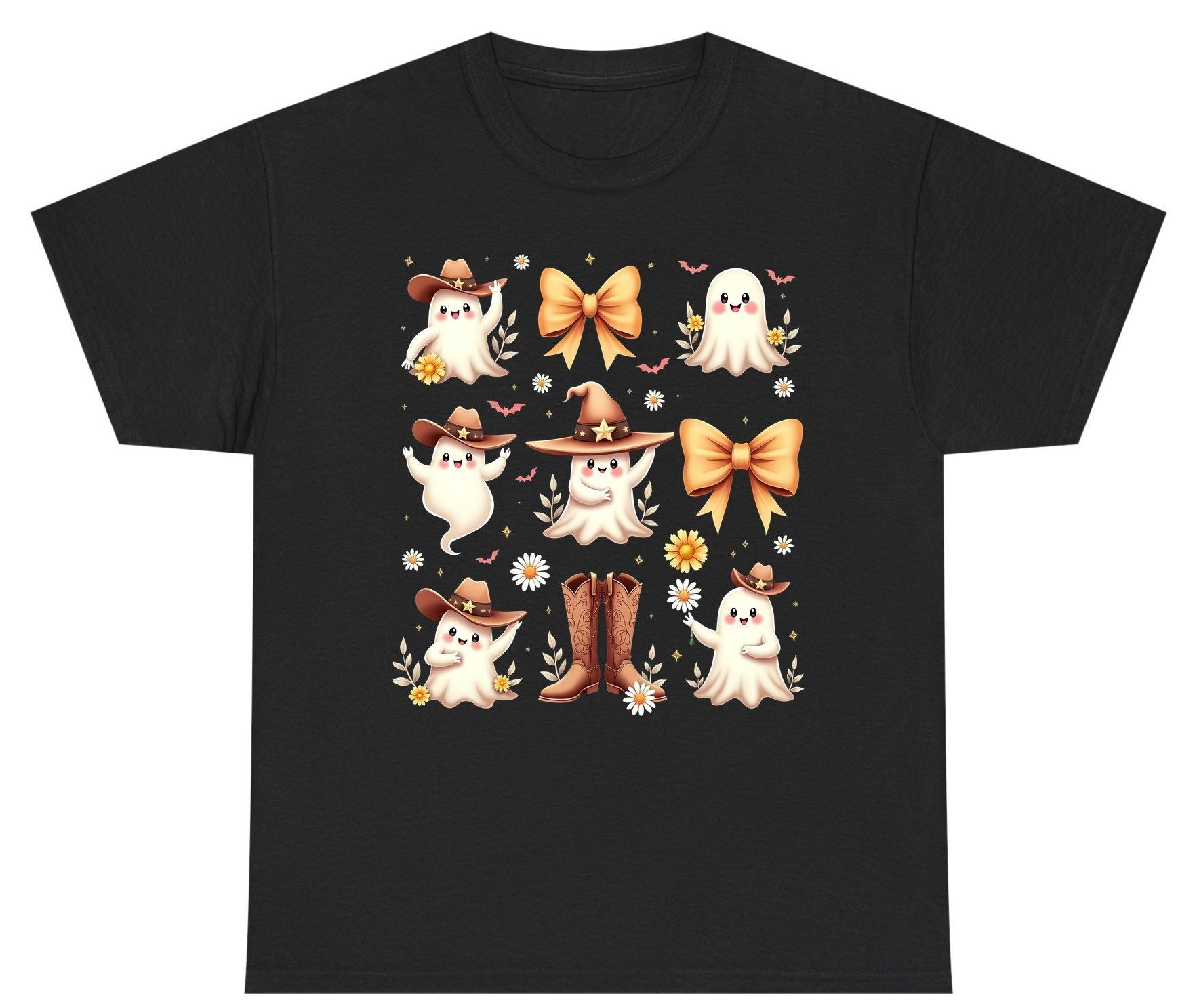 Boo Haw Cute Ghost cute ghost Youth T-Shirt Black product mockup