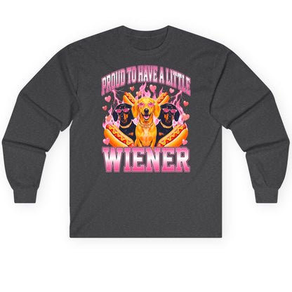 Proud to Have a Little Wiener dachshund Long Sleeve Tee Dark Heather product mockup