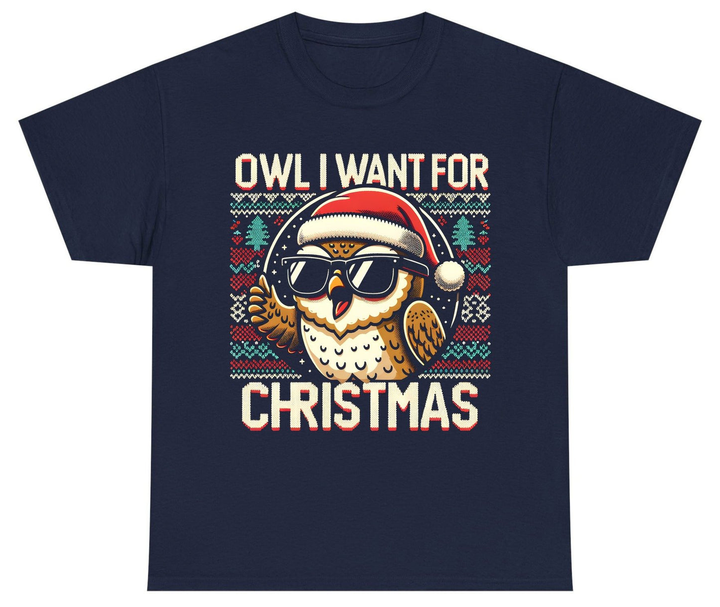 Owl I Want for Christmas Christmas owl Youth T-Shirt Navy product mockup