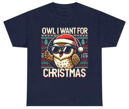 Owl I Want for Christmas Christmas owl Youth T-Shirt Navy product mockup