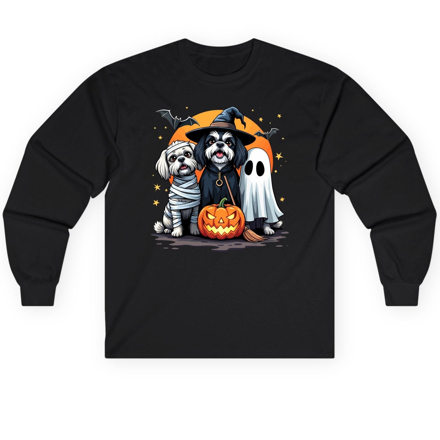 Halloween Dogs Costumes Halloween dogs Long Sleeve Tee Black product mockup