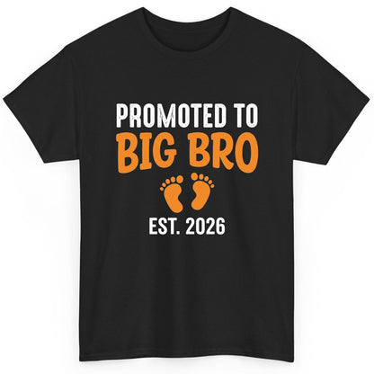 Promoted TO BIG BRO EST 2026 Pregnancy Announcement T-Shirt - product mockup - Black