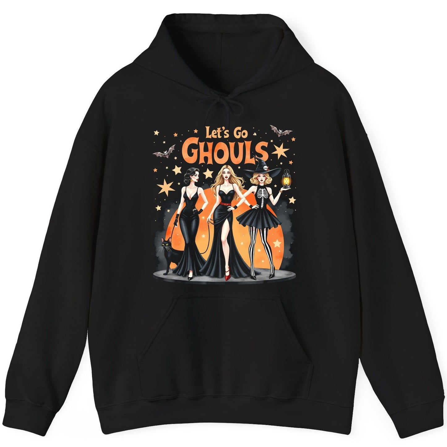 Let's Go Ghouls Halloween women Hoodie Black product mockup
