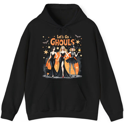 Let's Go Ghouls Halloween women Hoodie Black product mockup