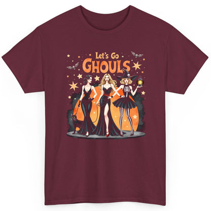 Let's Go Ghouls Halloween women T-Shirt Maroon product mockup