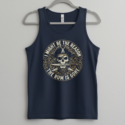 I Might Be The Reason The Rum Is Gone Pirate Skull Tank Top - Navy
