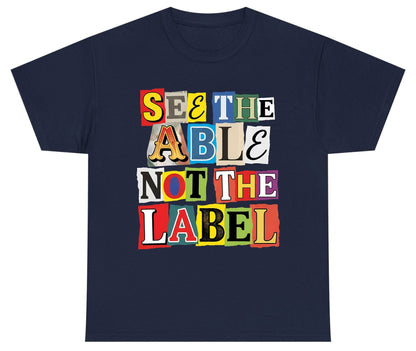SEE THE ABLE NOT THE LABEL Inclusion and Awareness Youth T-Shirt - product mockup - Navy