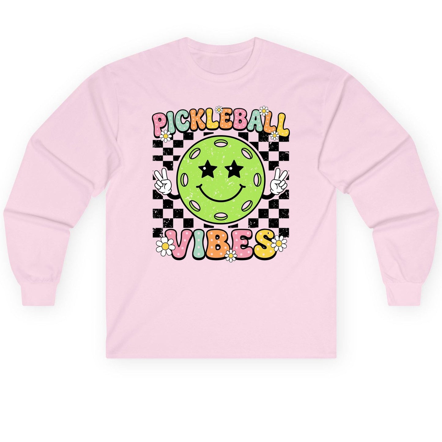 Pickleball Vibes pickleball Long Sleeve Tee Light Pink product mockup