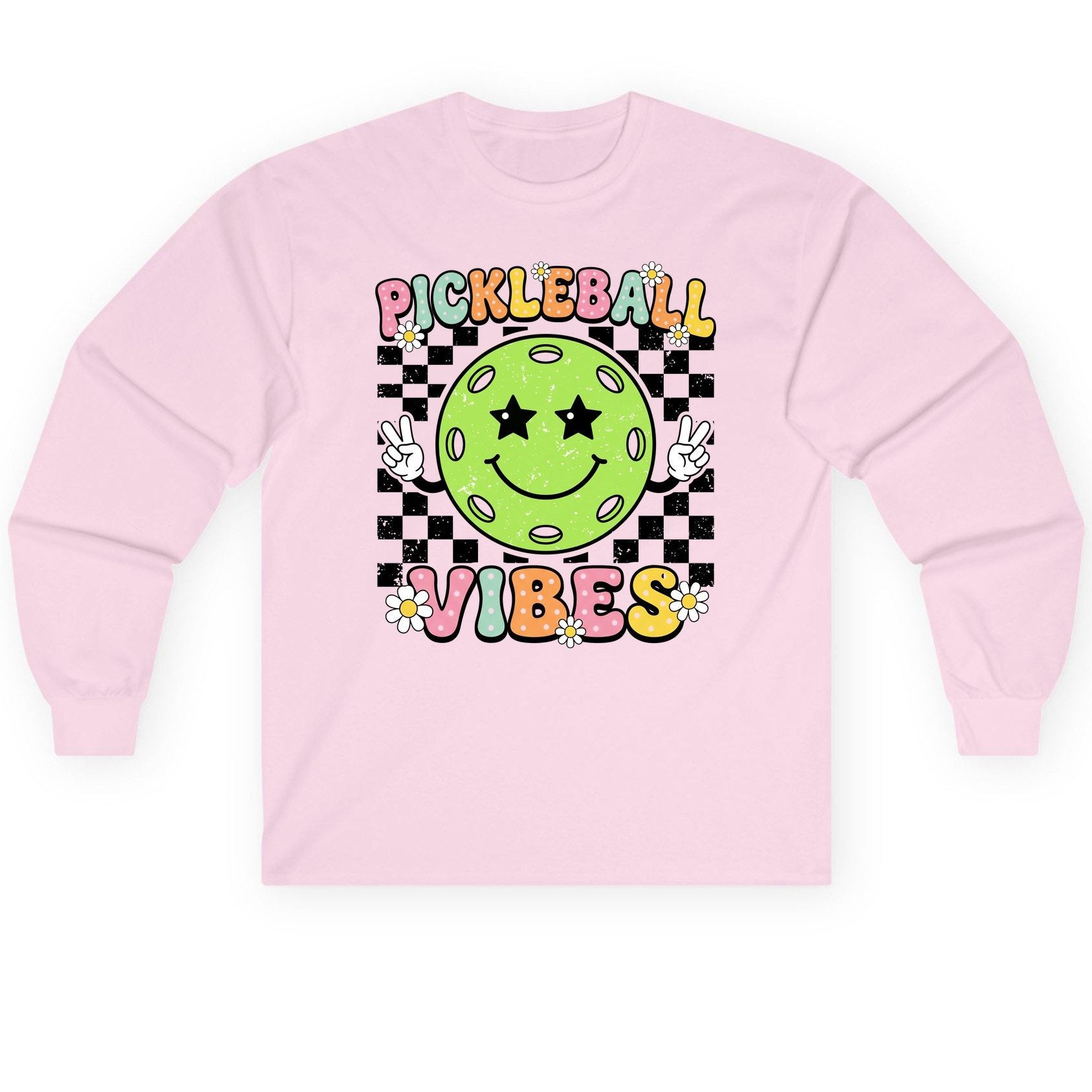 Pickleball Vibes pickleball Long Sleeve Tee Light Pink product mockup